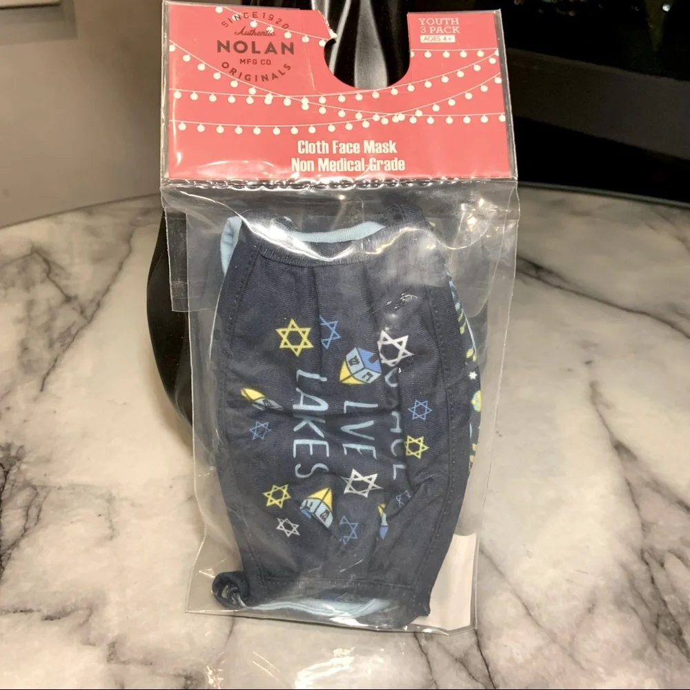 Nolan Originals Jewish-Themed Chanukah Youth Face Masks 3-Pack
